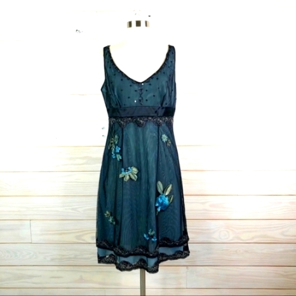 ADRIANNA PAPELL EMBROIDERED DRESS, GEORGEOUS! - Picture 5 of 5